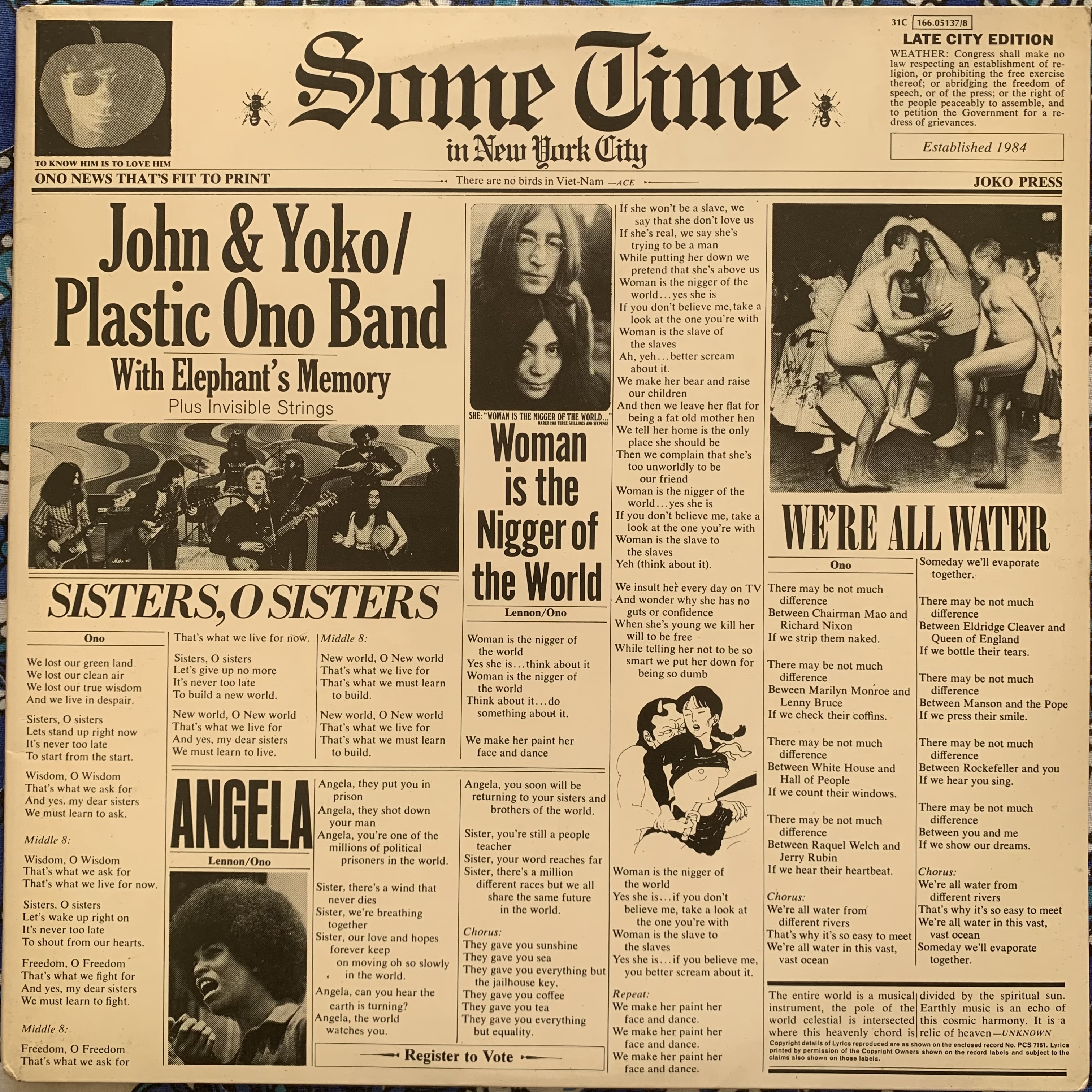 Some Time In New York City — John Lennon & Yoko Ono / The Plastic Ono Band With Elephants Memory And Invisible Strings